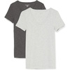 Amazon Essentials Women’s Slim-Fit Short-Sleeve V-Neck T-Shirt, Pack of 2(Charcoal Heather/Light Grey Heather)