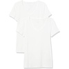 Amazon Essentials Women’s Slim-Fit Short-Sleeve V-Neck T-Shirt, Pack of 2(White)