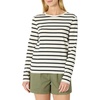 Amazon Essentials Women’s Soft 100% Cotton Regular-Fit Long-Sleeve Crewneck T-Shirt(Eggshell White Black Mariner Stripe)