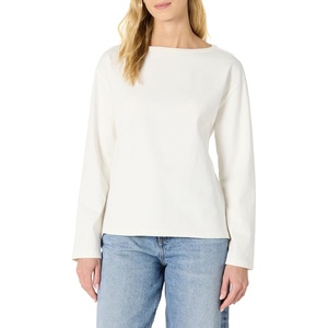 Amazon Essentials Women’s 100% Cotton Heavyweight Relaxed-Fit Long-Sleeve Boatneck Top(Eggshell White)