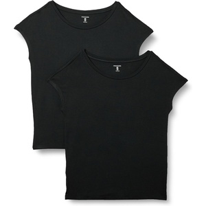 Amazon Essentials Women’s Jersey Regular-Fit Short-Sleeve Boat-Neck Dolman T-Shirt, Pack of 2(Black)