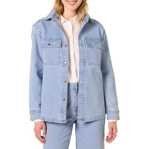 Amazon Essentials Women’s Oversized Heavyweight Denim Shirt Jacket, Relaxed Fit(Light Wash)