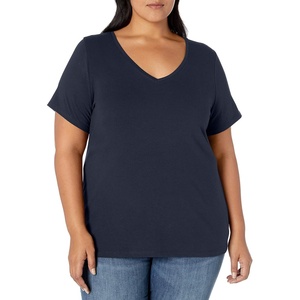 Amazon Essentials Women’s Plus Size Short-Sleeve V-Neck T-Shirt(Navy)