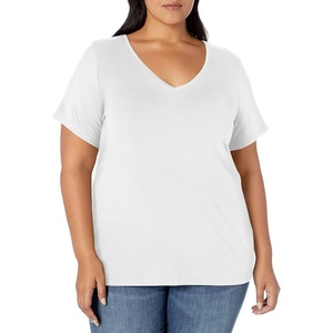 Amazon Essentials Women’s Plus Size Short-Sleeve V-Neck T-Shirt(White)