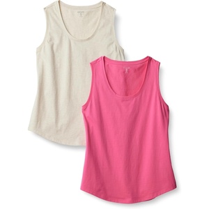 Amazon Essentials Women’s Regular-Fit 100% Cotton Sleeveless Tank Top, Pack of 2(Hot Pink/Oatmeal Heather)