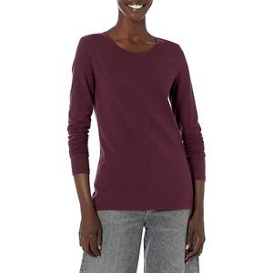 Amazon Essentials Women’s Regular-Fit Long-Sleeve Crewneck T-Shirt (Available in Plus Size)(Burgundy)