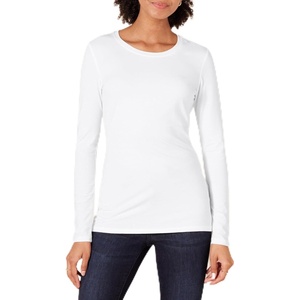 Amazon Essentials Women’s Regular-Fit Long-Sleeve Crewneck T-Shirt (Available in Plus Size)(White)