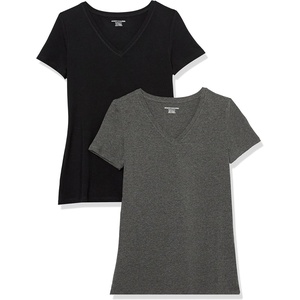 Amazon Essentials Women’s Regular-Fit Short-Sleeve Crewneck T-Shirt, Multipacks(Black/Charcoal Heather)