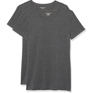 Amazon Essentials Women’s Regular-Fit Short-Sleeve Crewneck T-Shirt, Multipacks(Charcoal Heather)
