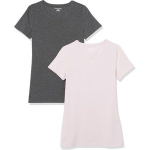 Amazon Essentials Women’s Regular-Fit Short-Sleeve Crewneck T-Shirt, Multipacks(Light Purple/Charcoal Heather)