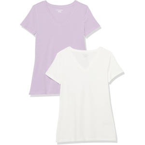 Amazon Essentials Women’s Regular-Fit Short-Sleeve Crewneck T-Shirt, Multipacks(Pastel Lilac/White)