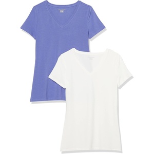Amazon Essentials Women’s Regular-Fit Short-Sleeve Crewneck T-Shirt, Multipacks(Purple Blue/White)