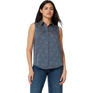 Amazon Essentials Women’s Regular-Fit Sleeveless Button-Down Blouse(Navy Simple Ditsy)