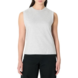 Amazon Essentials Women’s Relaxed-Fit Cotton Muscle Tee with Ribbed Crew Neckline, Breathable(Light Grey Heather)