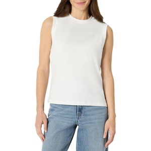 Amazon Essentials Women’s Relaxed-Fit Cotton Muscle Tee with Ribbed Crew Neckline, Breathable(White)