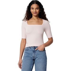 Amazon Essentials Women’s Slim Fit Half Sleeve Square Neck Cotton Modal T-Shirt(Light Pink)