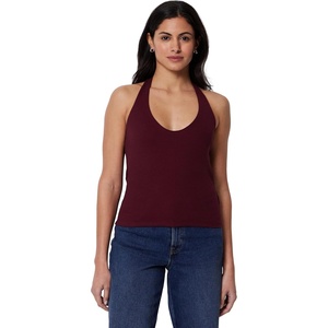 Amazon Essentials Women’s Slim-Fit Ribbed Halter Top(Dark Burgundy)