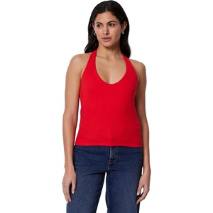 Amazon Essentials Women’s Slim-Fit Ribbed Halter Top(Red)
