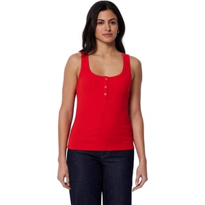 Amazon Essentials Women’s Slim-Fit Ribbed Henley Tank(Red)