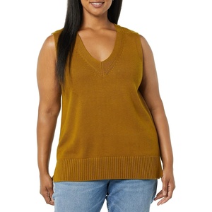 Amazon Essentials Women’s Ultra Soft V-Neck Sweater Vest(Brown)