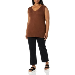 Amazon Essentials Women’s Ultra Soft V-Neck Sweater Vest(Chocolate Heather)