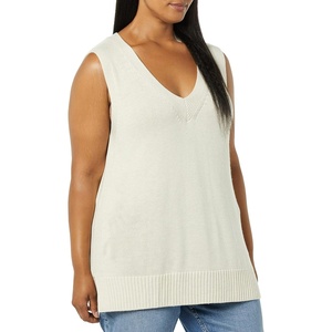 Amazon Essentials Women’s Ultra Soft V-Neck Sweater Vest(Sand Heather)