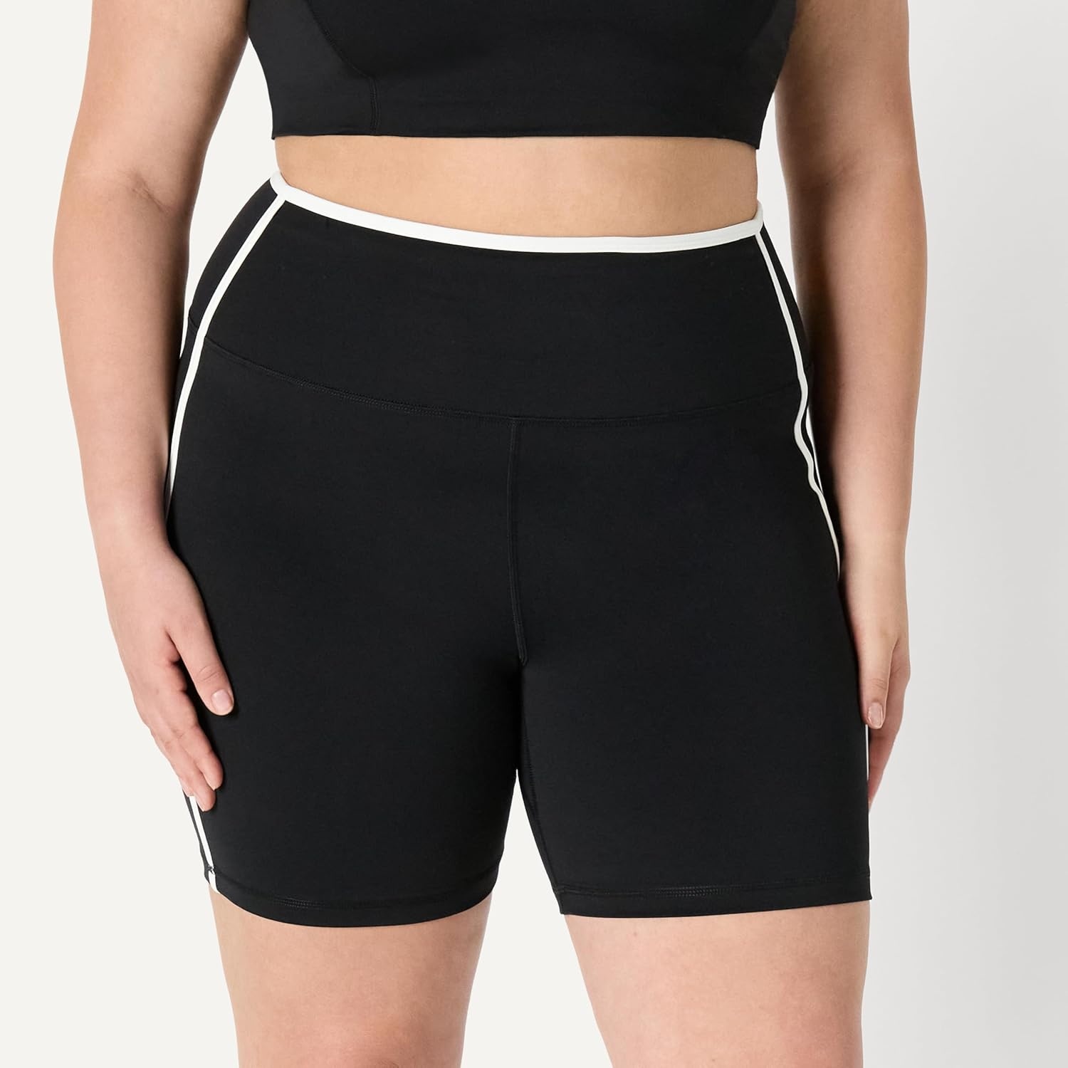 image:imageAmazon Essentials Womens Active FormFlex Buttery Soft High Waist 7 Yoga Biker ShortsBlack White