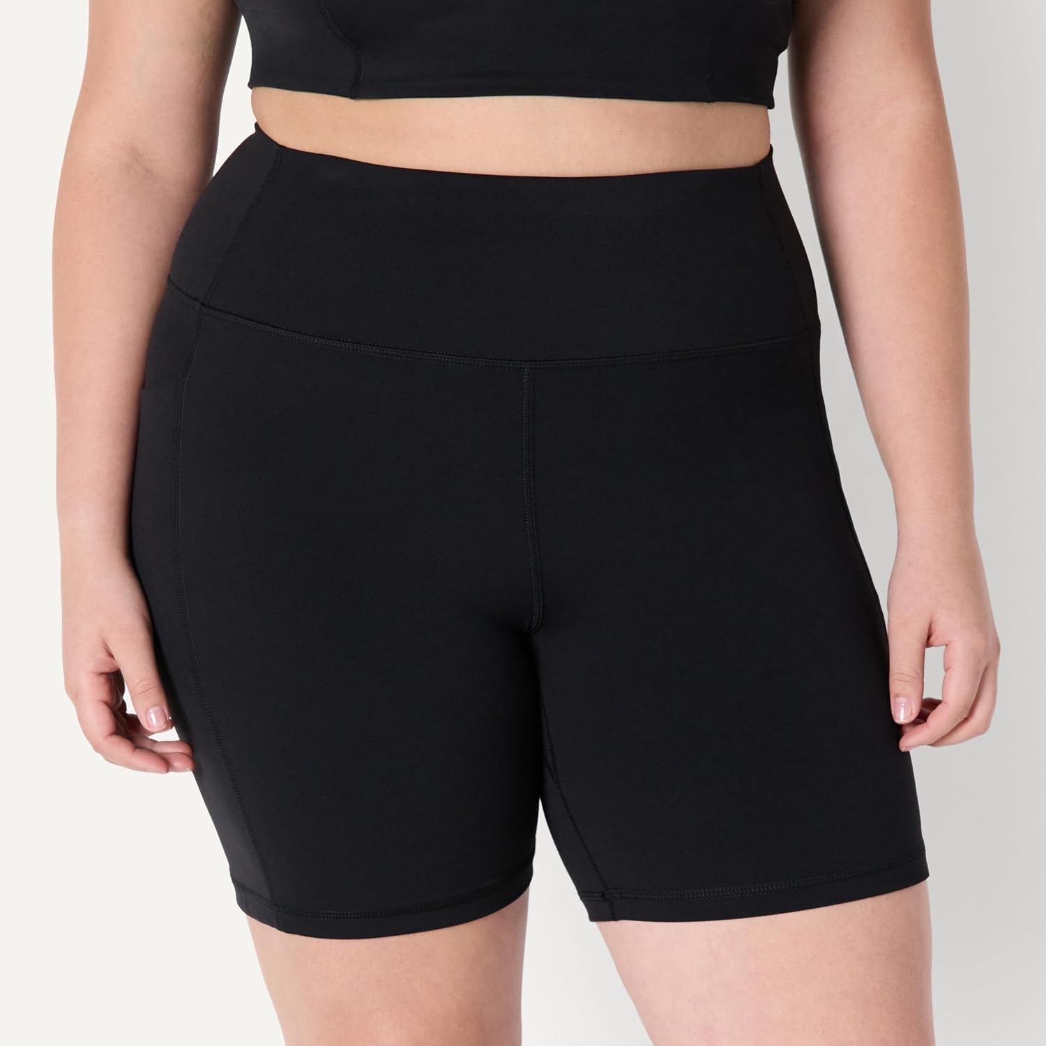 image:imageAmazon Essentials Womens Active FormFlex Buttery Soft High Waist 7 Yoga Biker ShortsBlack