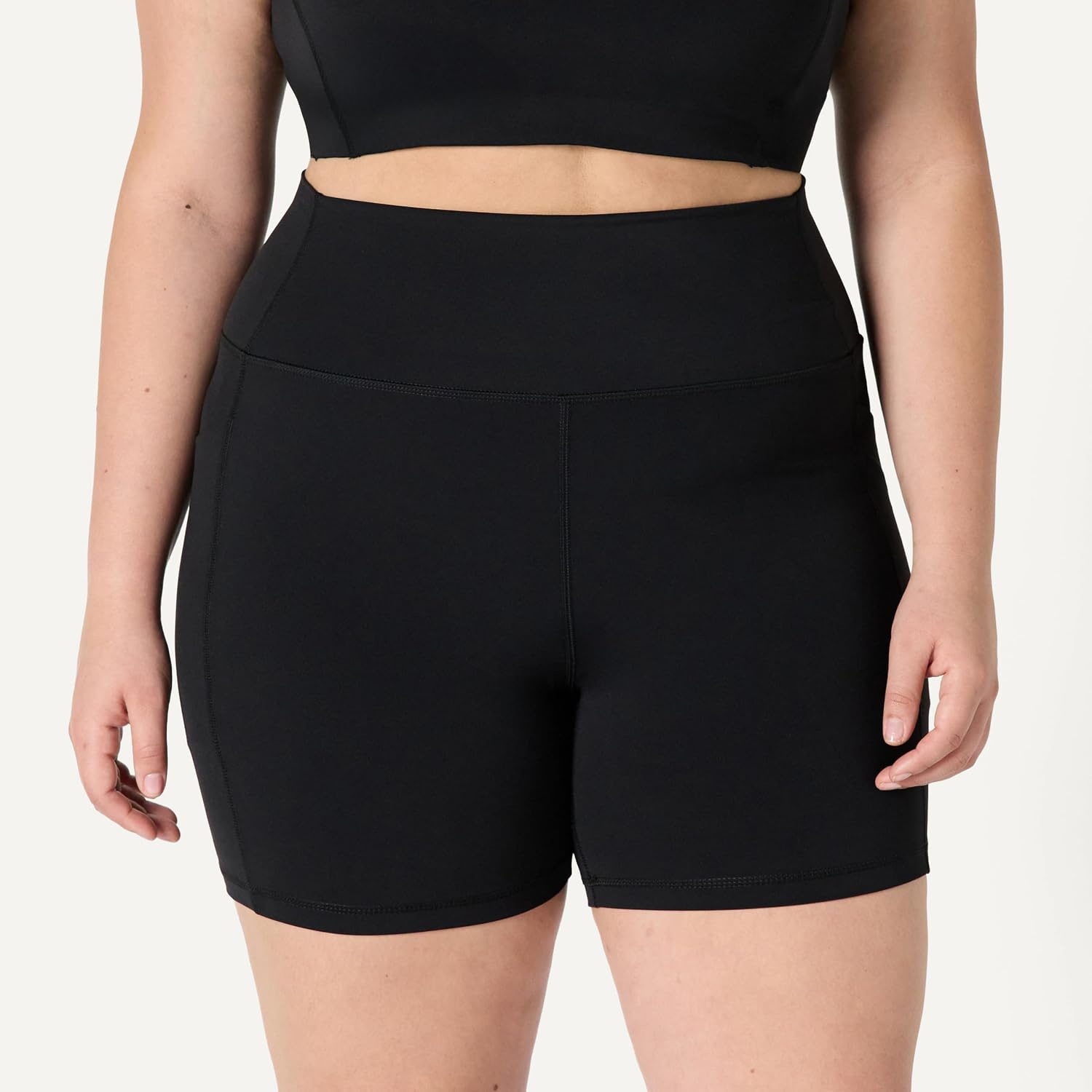 image:imageAmazon Essentials Womens Active FormFlex Buttery Soft High Waist 7 Yoga Biker ShortsBlack