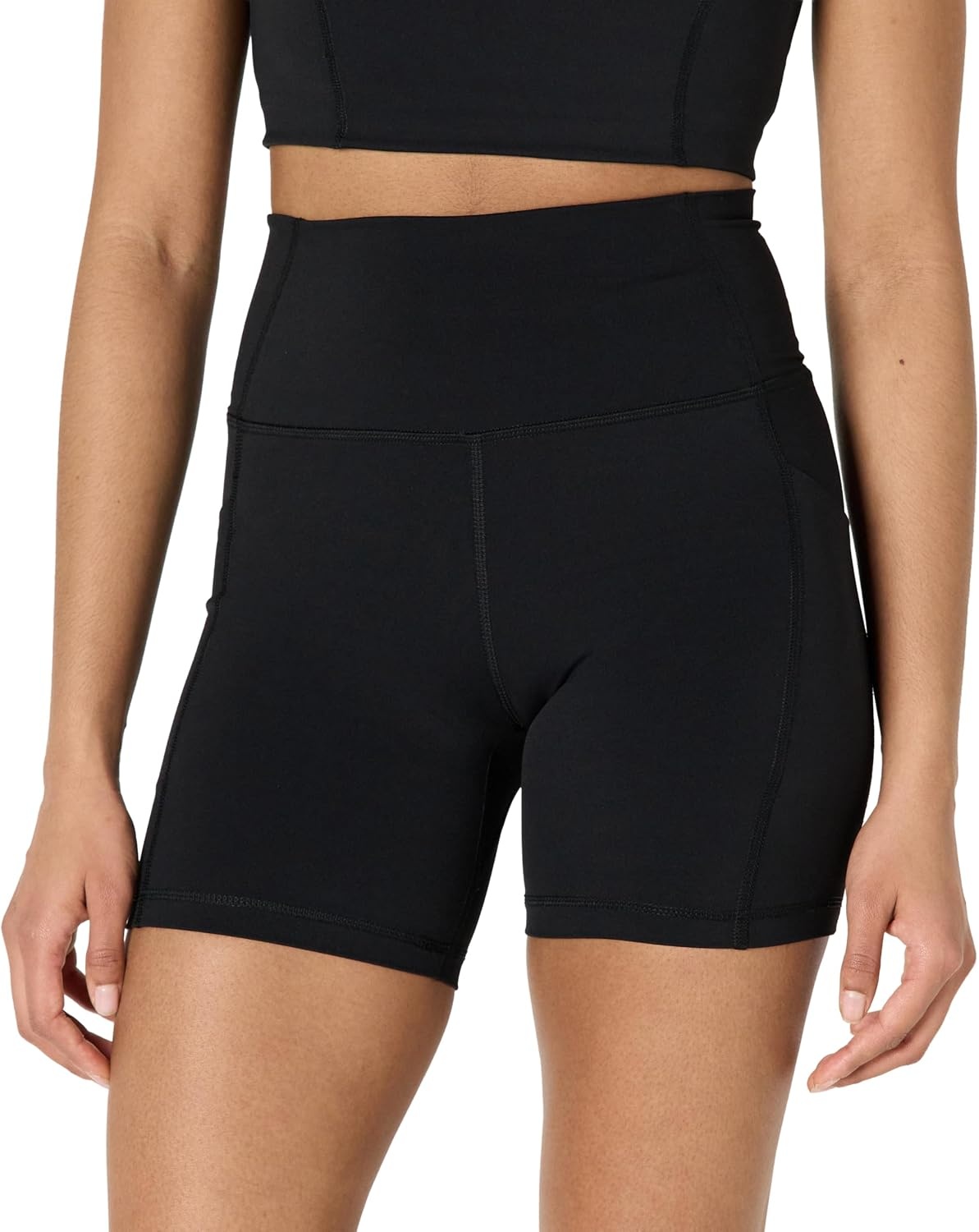 image:imageAmazon Essentials Womens Active FormFlex Buttery Soft High Waist 7 Yoga Biker ShortsBlack