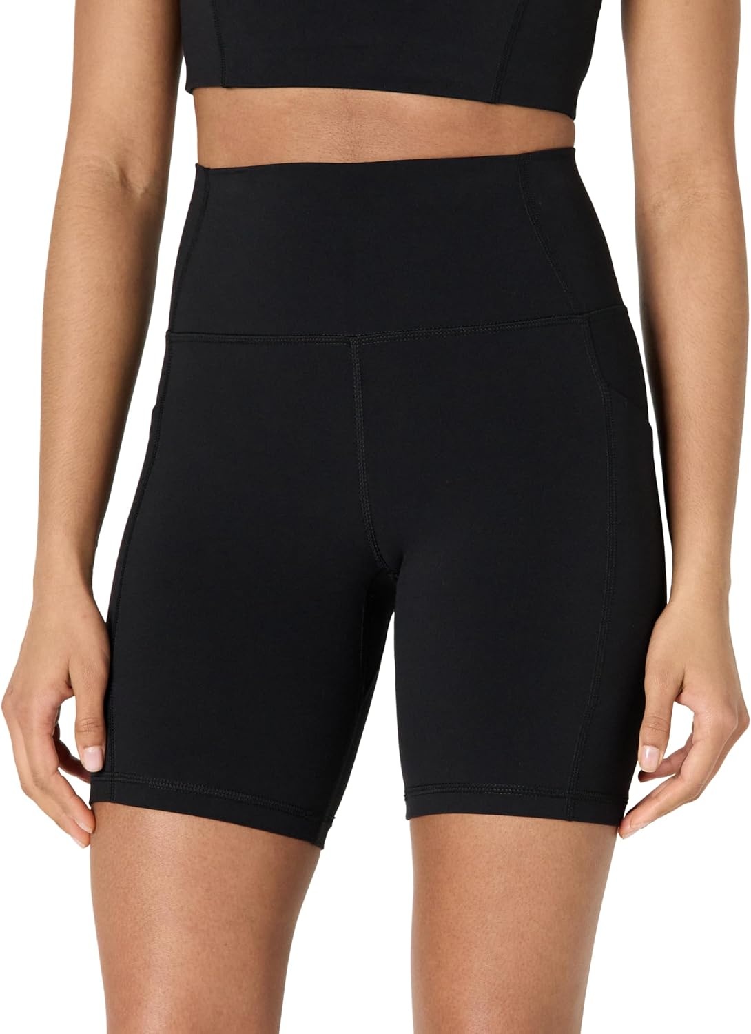 image:imageAmazon Essentials Womens Active FormFlex Buttery Soft High Waist 7 Yoga Biker ShortsBlack