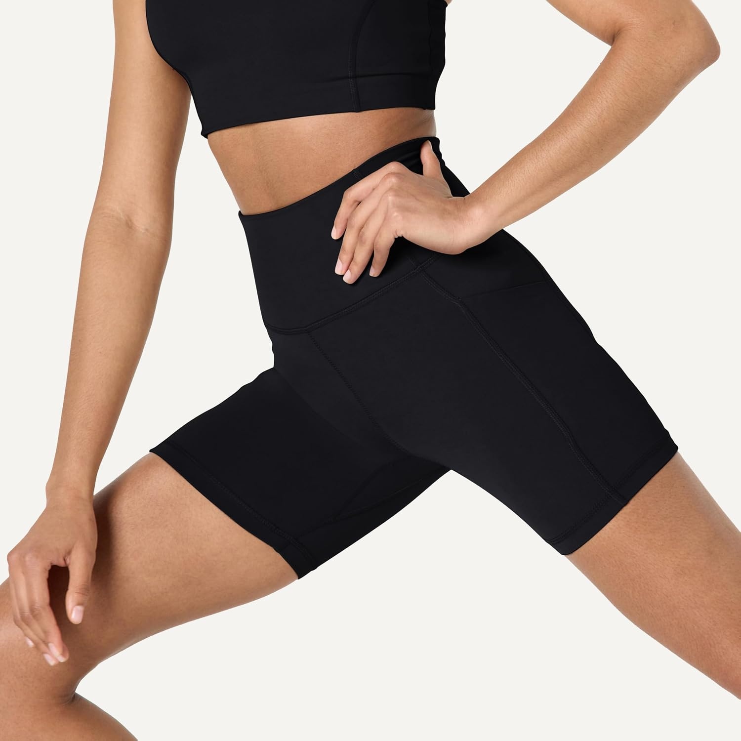 image:imageAmazon Essentials Womens Active FormFlex Buttery Soft High Waist 7 Yoga Biker ShortsBlack