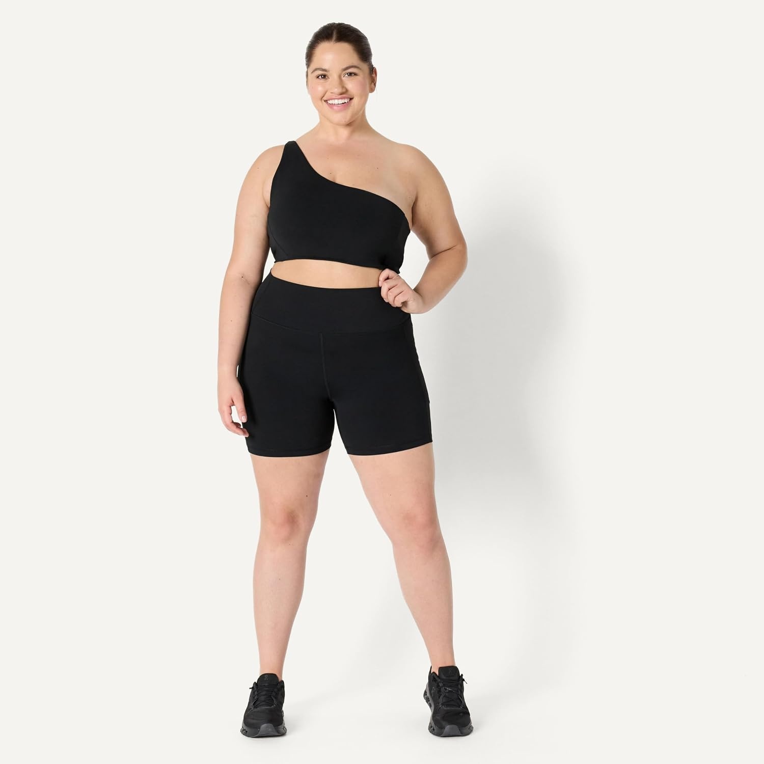 image:imageAmazon Essentials Womens Active FormFlex Buttery Soft High Waist 7 Yoga Biker ShortsBlack