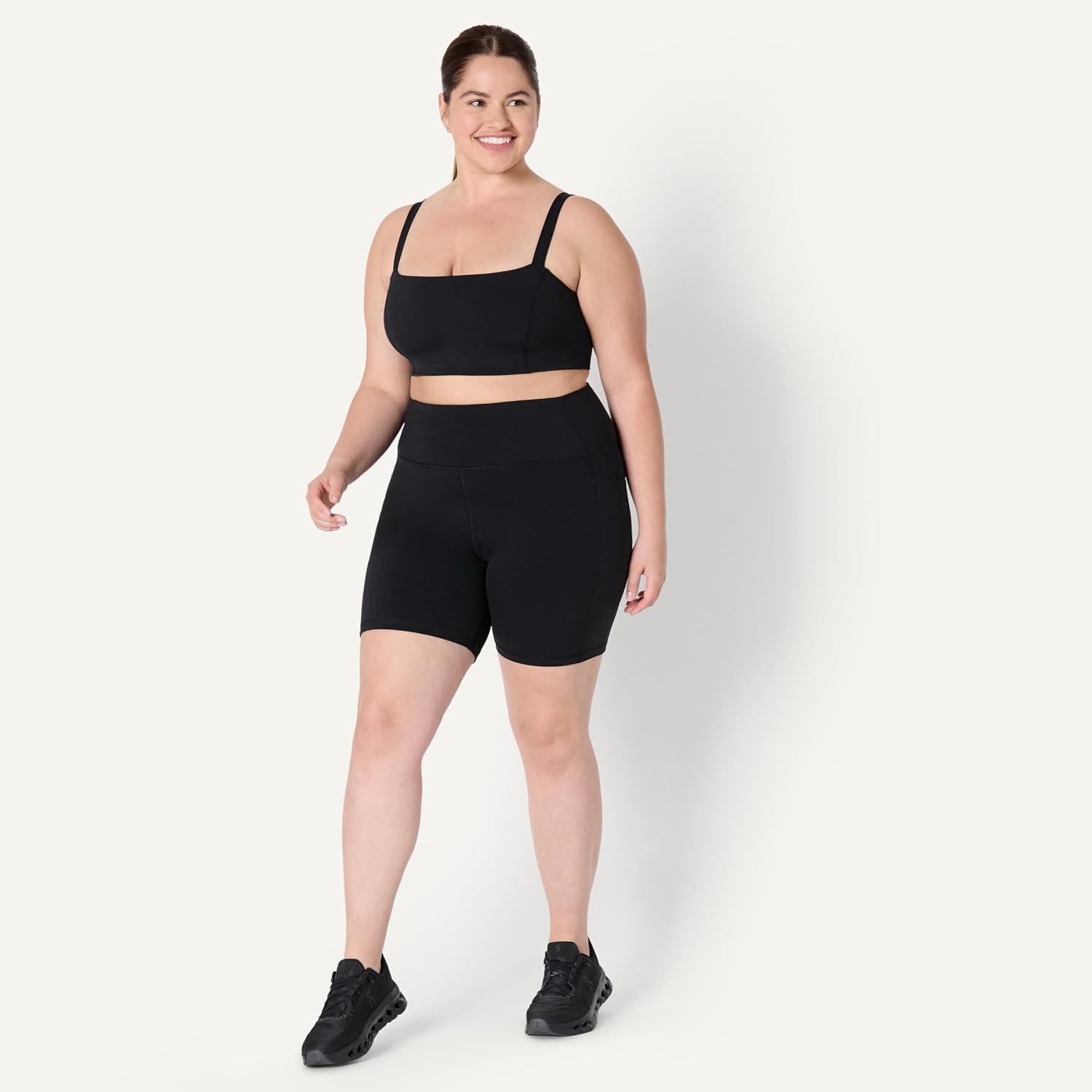 image:imageAmazon Essentials Womens Active FormFlex Buttery Soft High Waist 7 Yoga Biker ShortsBlack
