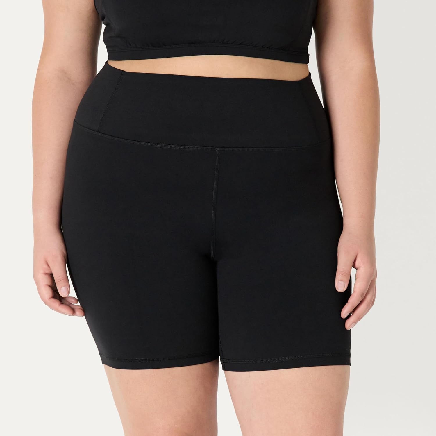 image:imageAmazon Essentials Womens Active FormFlex Buttery Soft High Waist 7 Yoga Biker ShortsBlack