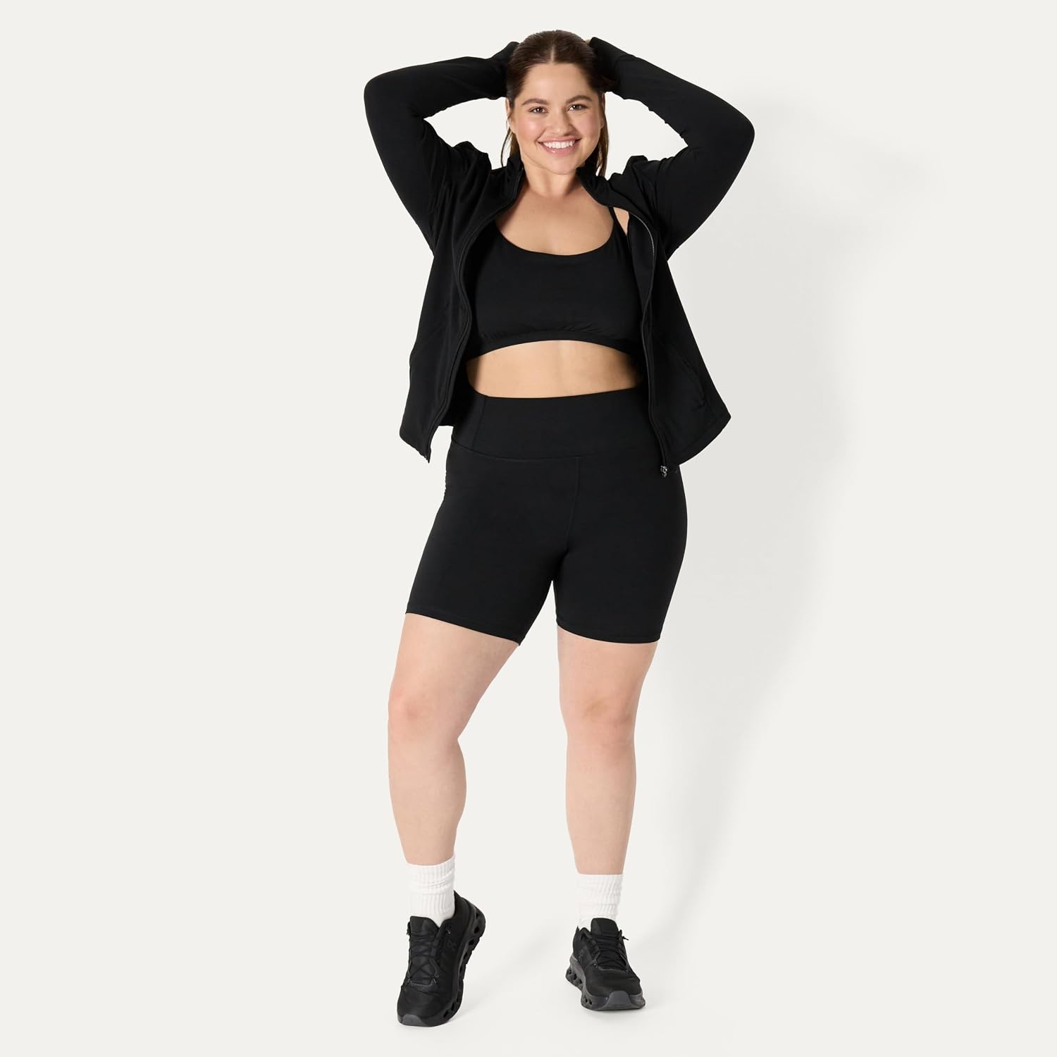image:imageAmazon Essentials Womens Active FormFlex Buttery Soft High Waist 7 Yoga Biker ShortsBlack