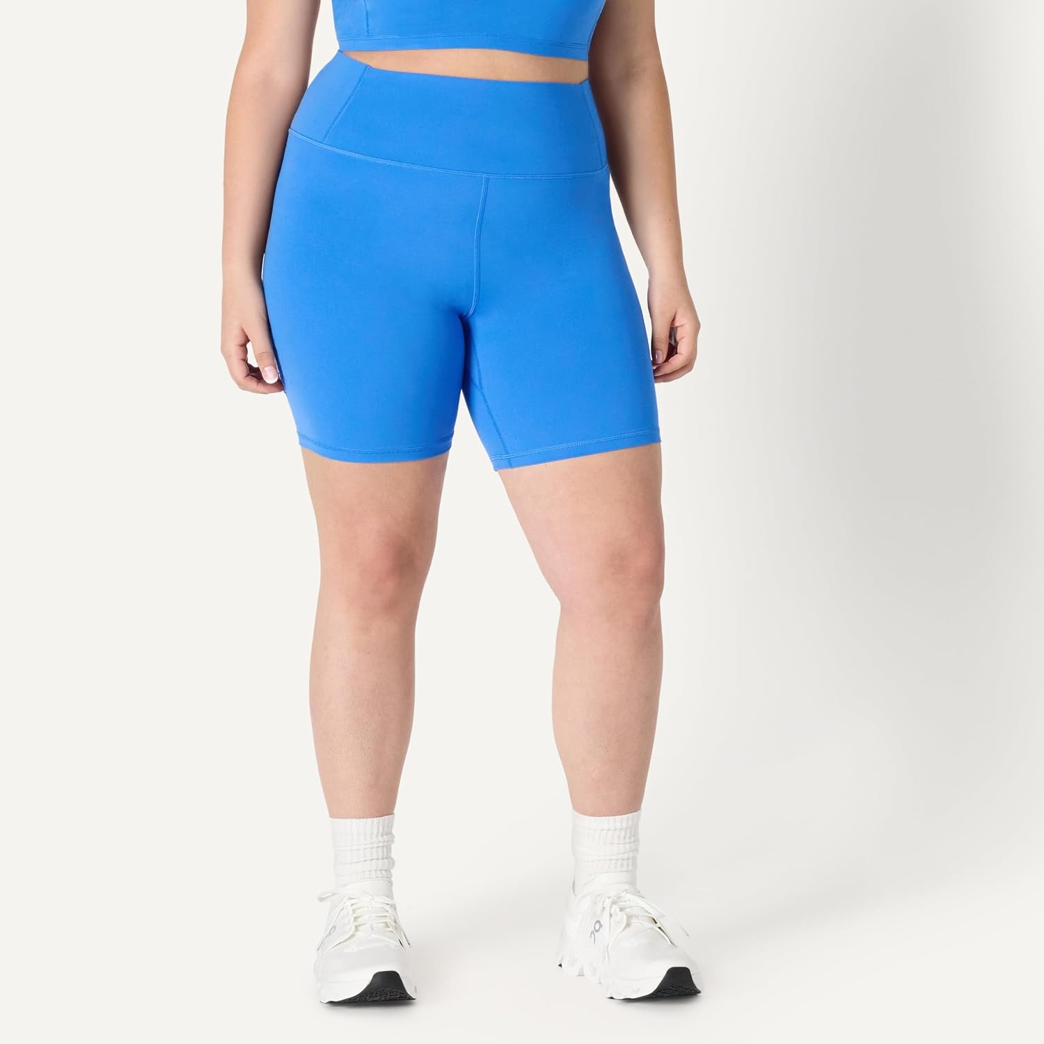 image:imageAmazon Essentials Womens Active FormFlex Buttery Soft High Waist 7 Yoga Biker ShortsBlue