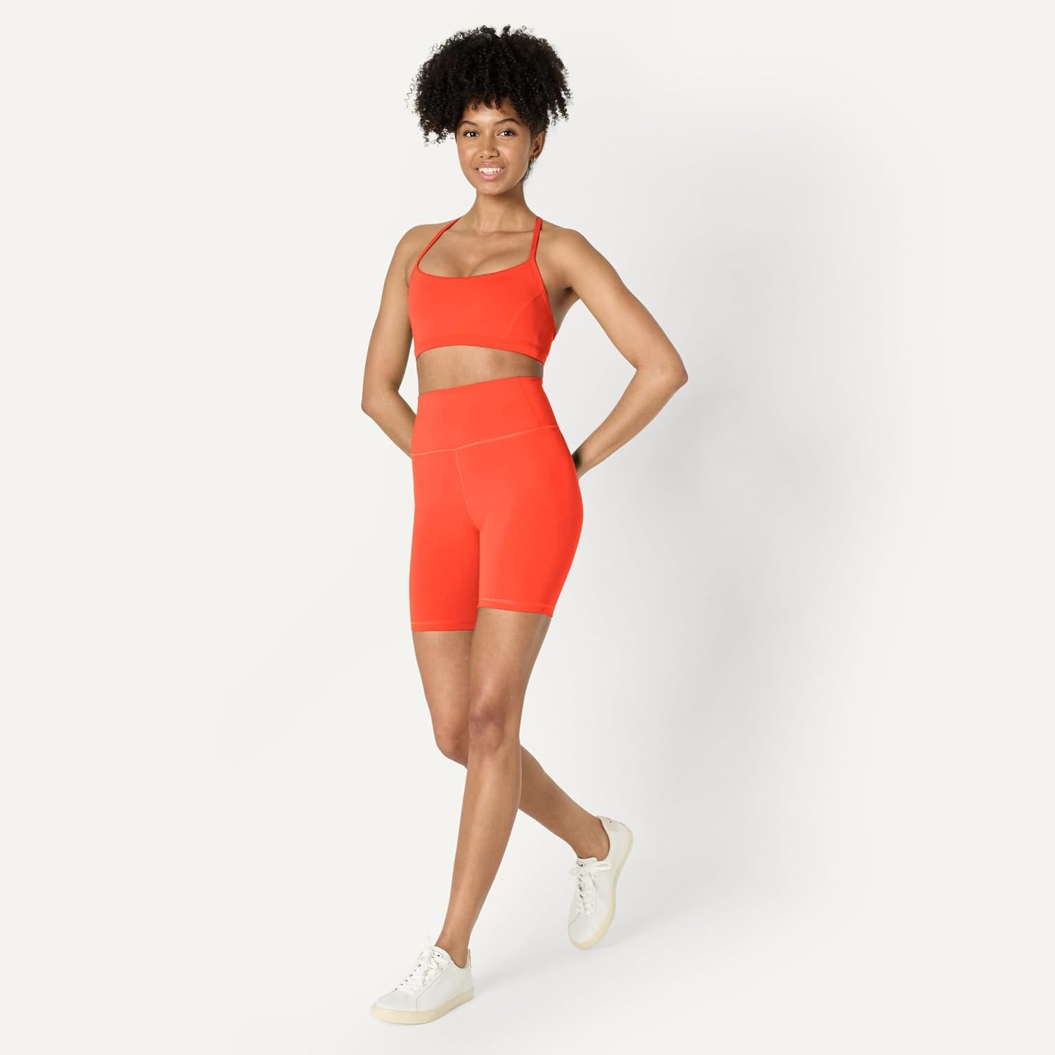 image:imageAmazon Essentials Womens Active FormFlex Buttery Soft High Waist 7 Yoga Biker ShortsBright Red