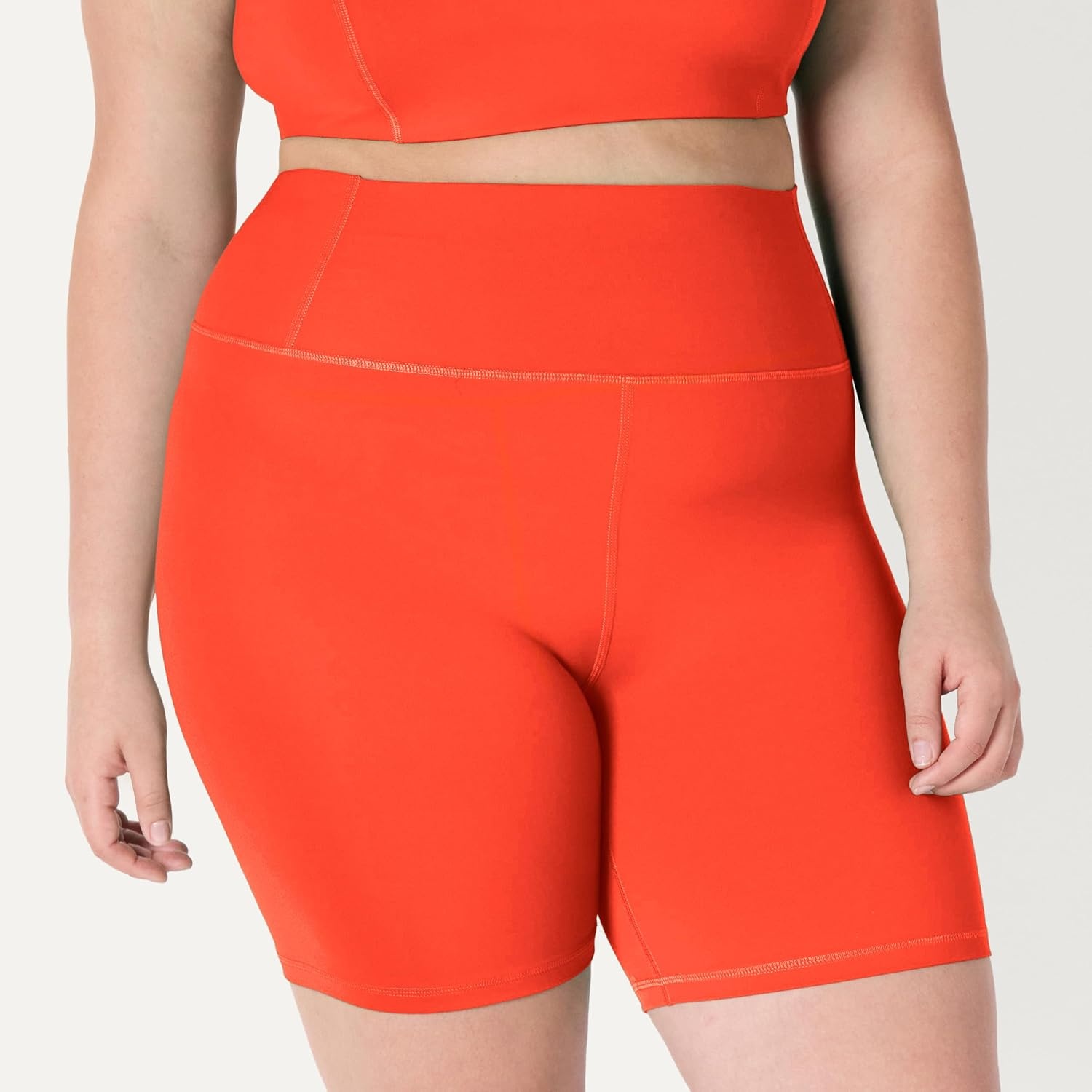image:imageAmazon Essentials Womens Active FormFlex Buttery Soft High Waist 7 Yoga Biker ShortsBright Red