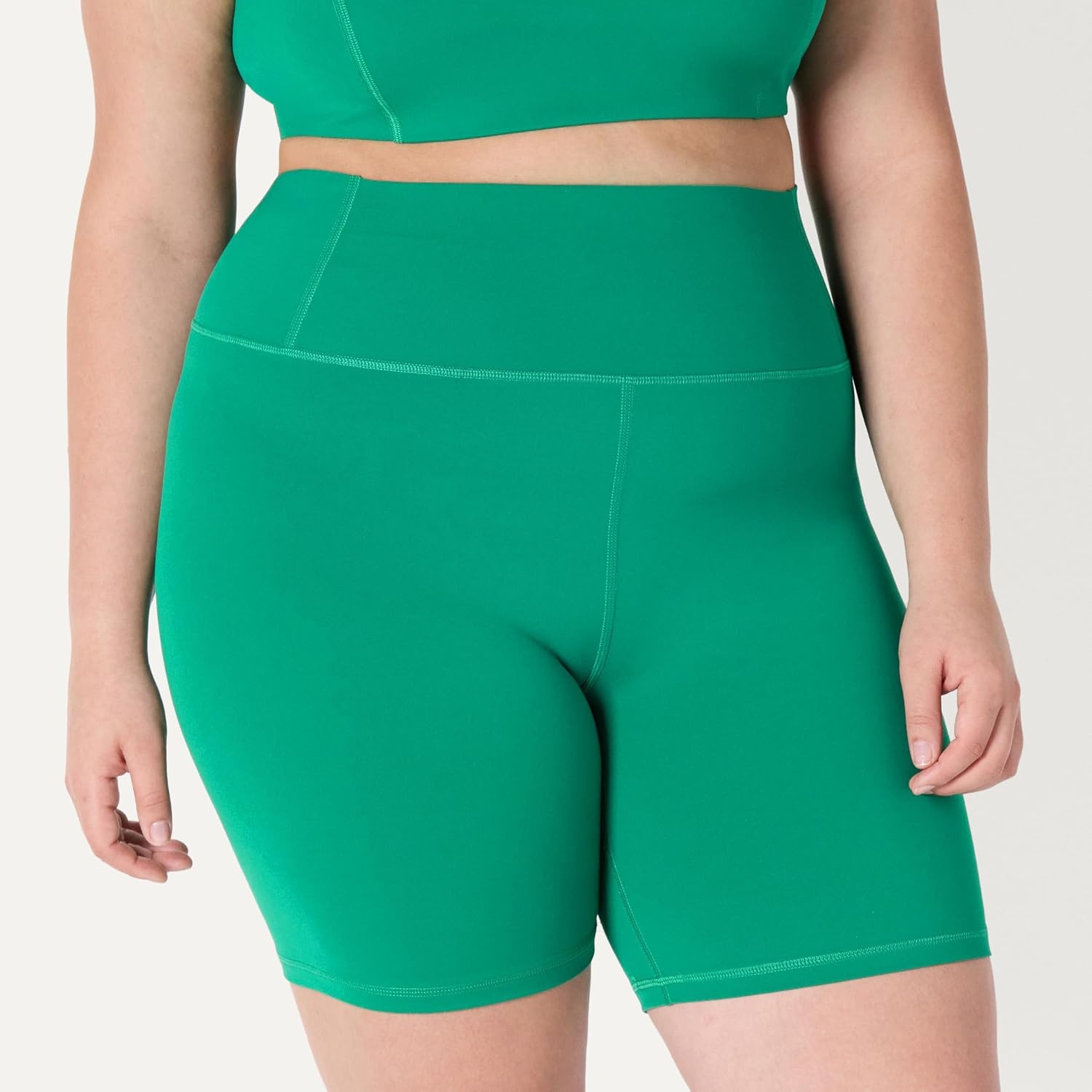 image:imageAmazon Essentials Womens Active FormFlex Buttery Soft High Waist 7 Yoga Biker ShortsEmerald Green