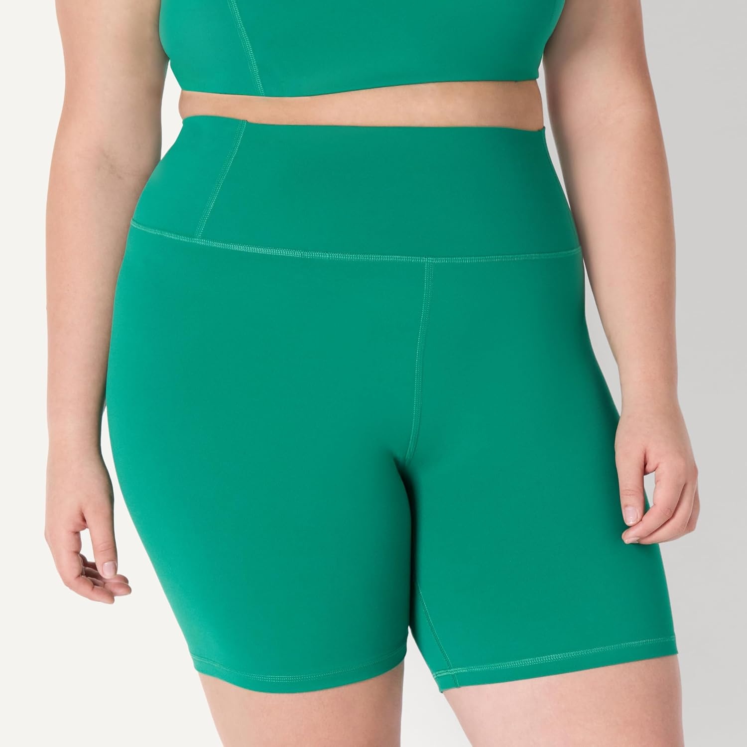 image:imageAmazon Essentials Womens Active FormFlex Buttery Soft High Waist 7 Yoga Biker ShortsEmerald Green