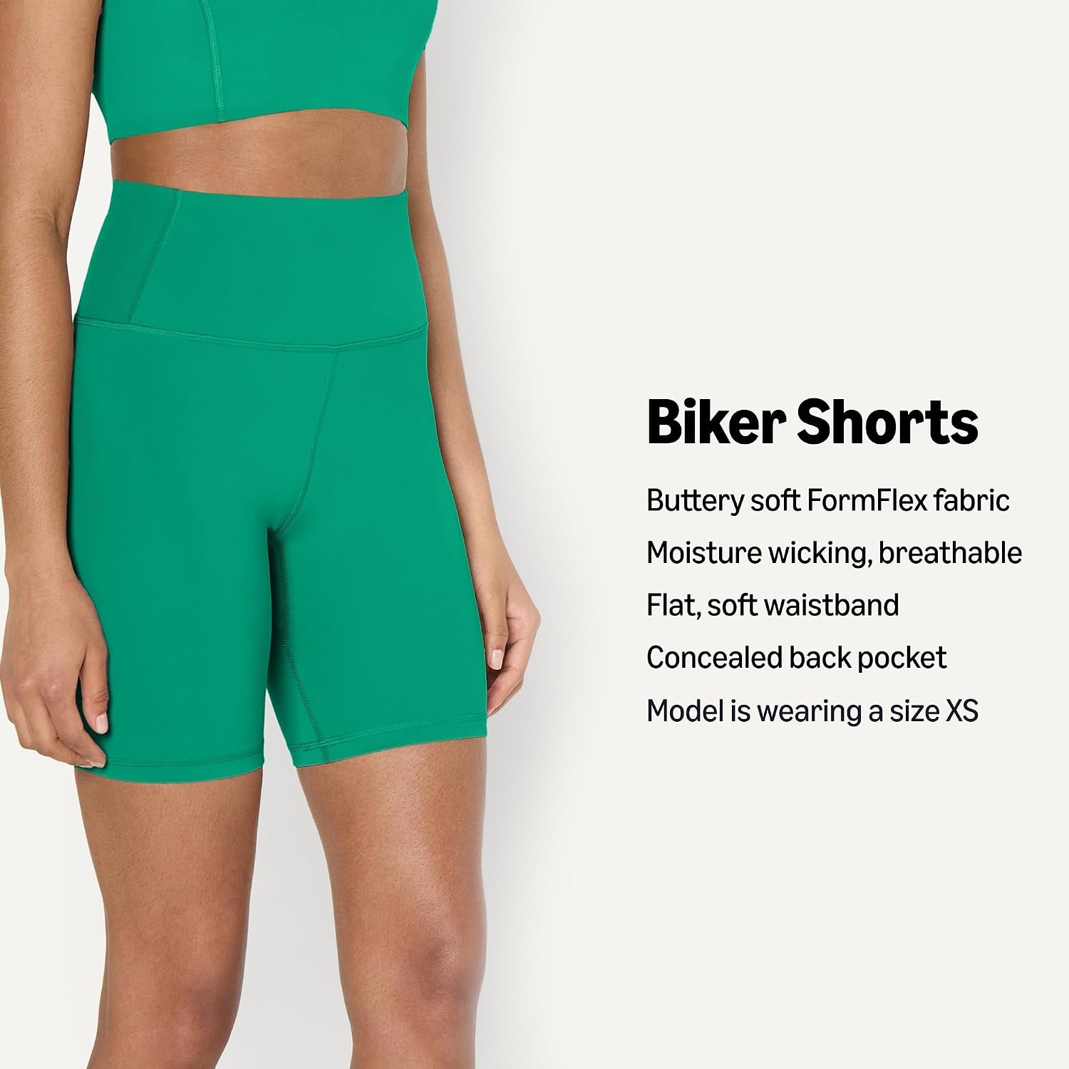 image:imageAmazon Essentials Womens Active FormFlex Buttery Soft High Waist 7 Yoga Biker ShortsEmerald Green