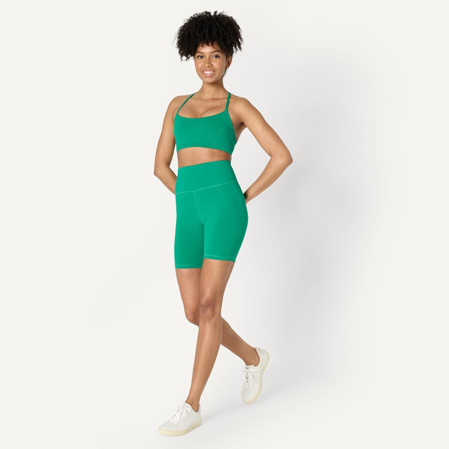 image:imageAmazon Essentials Womens Active FormFlex Buttery Soft High Waist 7 Yoga Biker ShortsEmerald Green