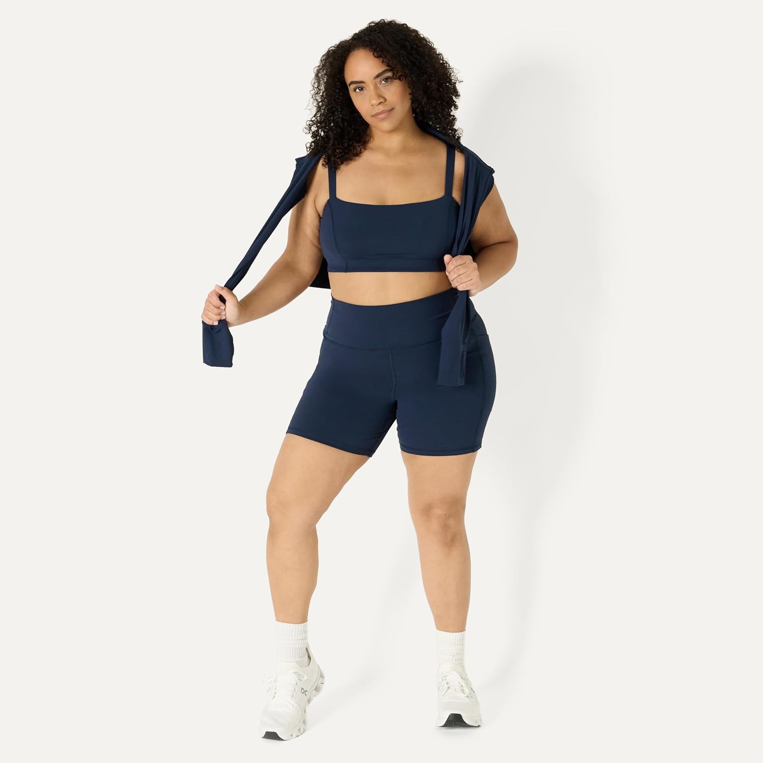 image:imageAmazon Essentials Womens Active FormFlex Buttery Soft High Waist 7 Yoga Biker ShortsNavy