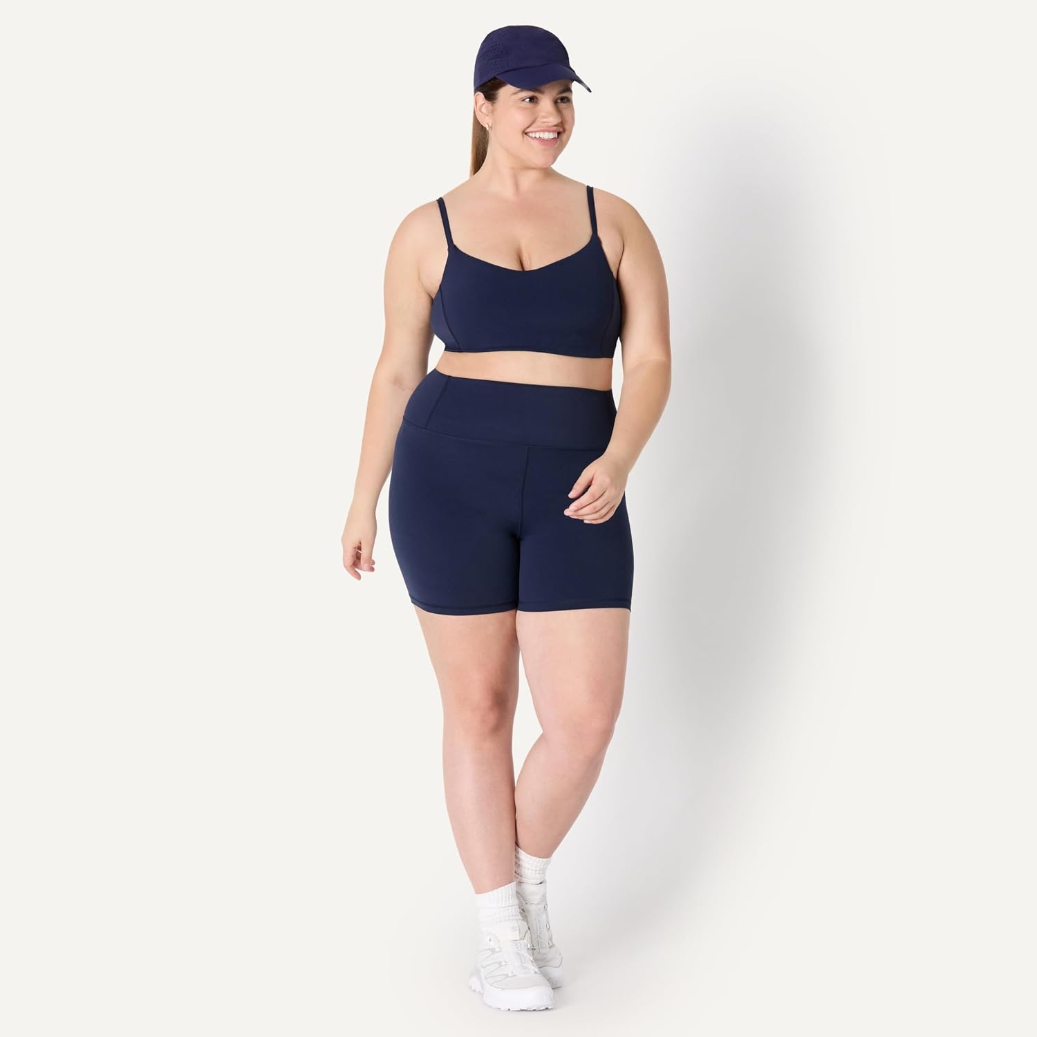 image:imageAmazon Essentials Womens Active FormFlex Buttery Soft High Waist 7 Yoga Biker ShortsNavy