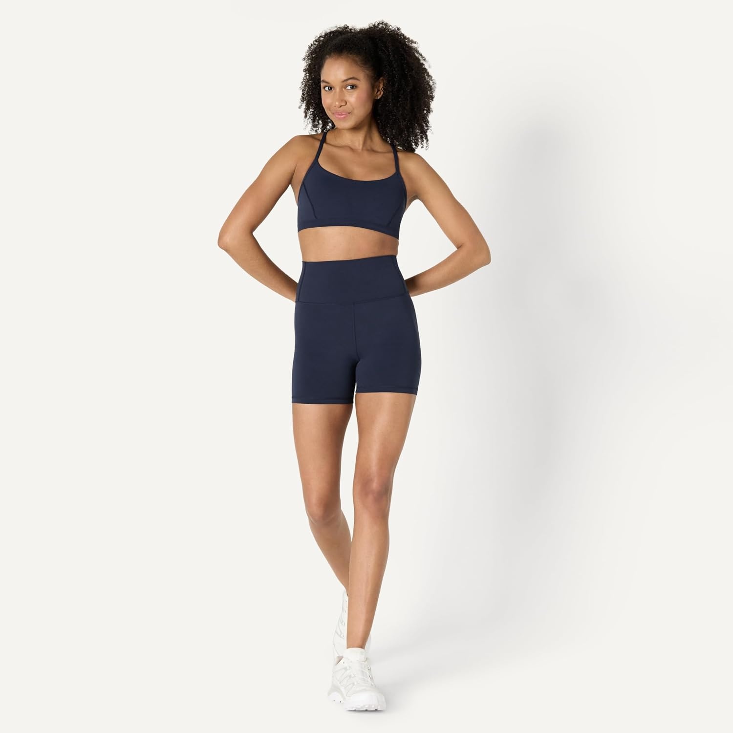 image:imageAmazon Essentials Womens Active FormFlex Buttery Soft High Waist 7 Yoga Biker ShortsNavy