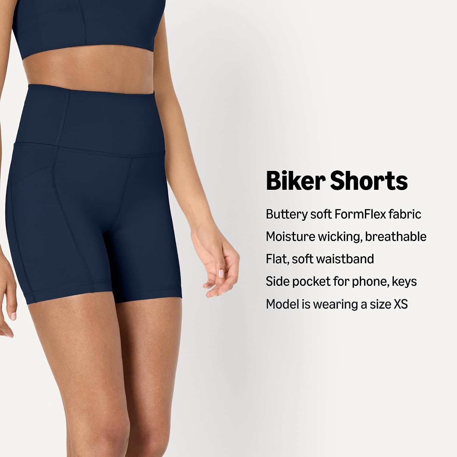 image:imageAmazon Essentials Womens Active FormFlex Buttery Soft High Waist 7 Yoga Biker ShortsNavy