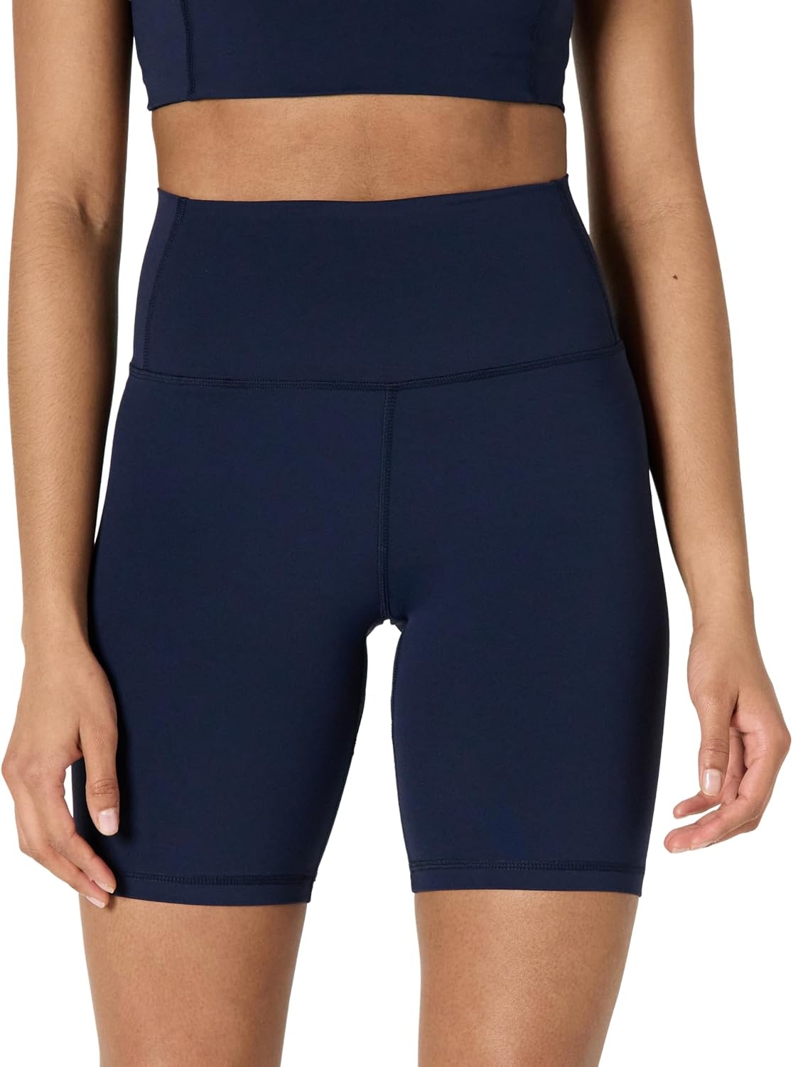 image:imageAmazon Essentials Womens Active FormFlex Buttery Soft High Waist 7 Yoga Biker ShortsNavy