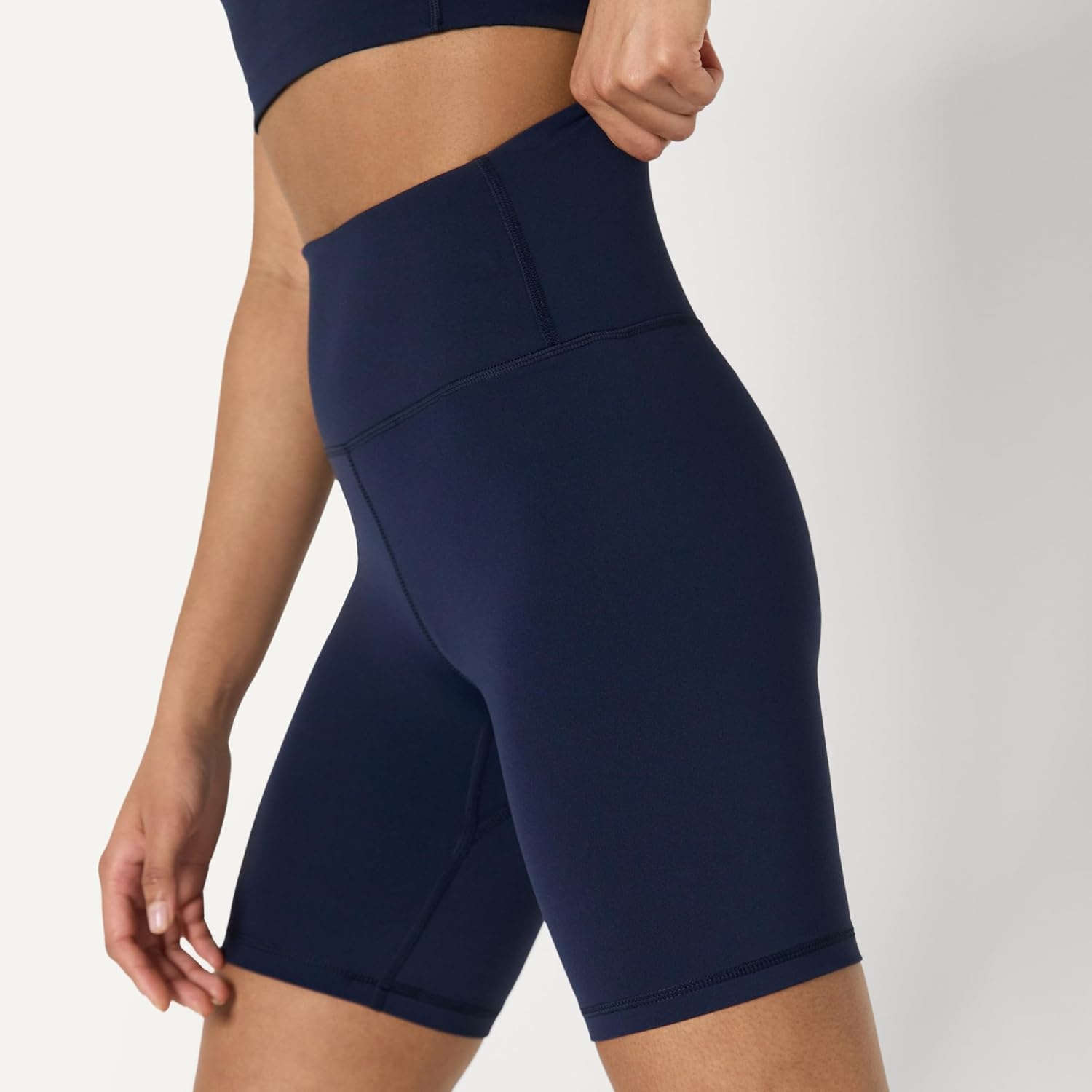 image:imageAmazon Essentials Womens Active FormFlex Buttery Soft High Waist 7 Yoga Biker ShortsNavy