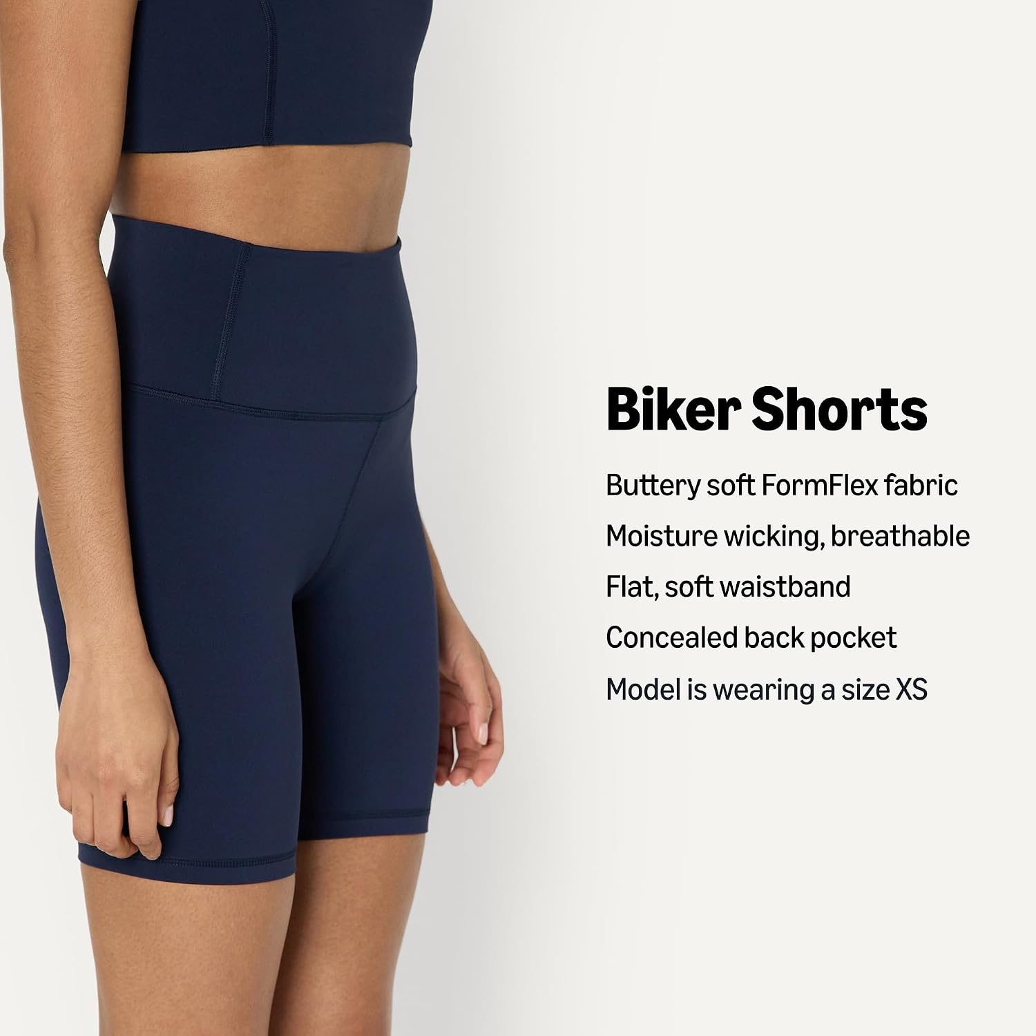 image:imageAmazon Essentials Womens Active FormFlex Buttery Soft High Waist 7 Yoga Biker ShortsNavy